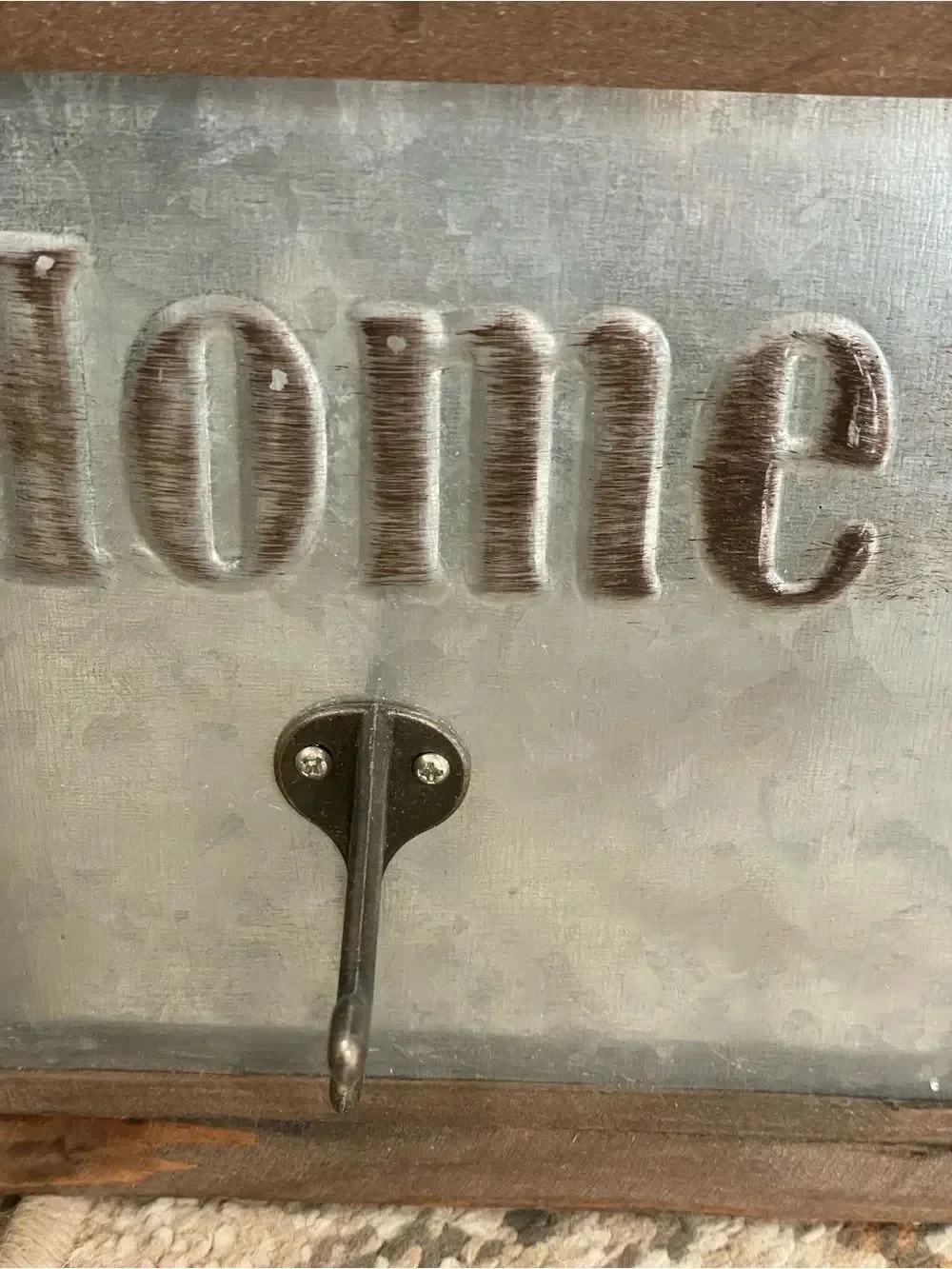 Element 'Home Is Where The Heart Is' Metal and Wood Hook Rack - Brown & Silver